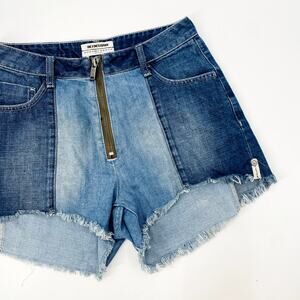 One X One teaspoon 26  blue Two Tone Zip Up High Waisted Raw Shorts